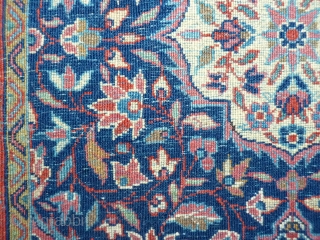 Kashan pushti, 77x57cms, tightly woven, well drawn, floral piece, very good condition with one small area of damaged low pile to one corner (see photo, recently washed with good result.   