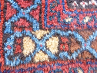 Nicely coloured Afshar rug with camel colour background wool (in real life is less white and more camel colour) and lovely blue and greens. In mint condition with long soft pile and  ...