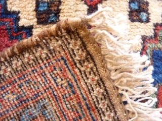 Nicely coloured Afshar rug with camel colour background wool (in real life is less white and more camel colour) and lovely blue and greens. In mint condition with long soft pile and  ...