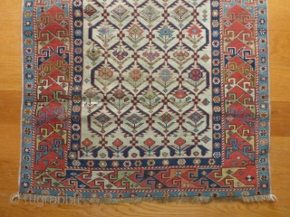 Shirvan Kabistan Marasali prayer rug from southern Shirvan region(dated AH1257, or 1841AD), 154x82cms in good overall condition, low even pile, nice overall colour harmony and design resolution, about 1cm missing from the  ...