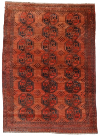 Big Suleimani Turkman Afghan rug from the end of 19th Century or beggining of 20th Century. This rug has a very balanced and elegant design on a lovely terracotta background, made of  ...