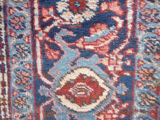 Persian Karaja rug, all good colours including nice light blue and green. Overall medium to low pile. In good sound condition but needs a wash and the side cords redone. 193x141cms (k140849).  ...
