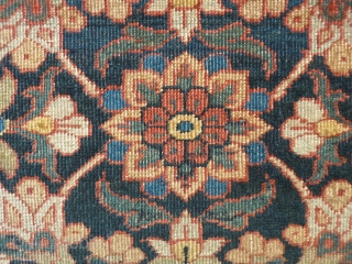 north west Iran, small antique kordi rug, short overall even pile, missing part of side and end borders, otherwise nice design and colours, 107x70cms, 3ft6in by 2ft3in      