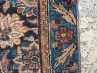 north west Iran, small antique kordi rug, short overall even pile, missing part of side and end borders, otherwise nice design and colours, 107x70cms, 3ft6in by 2ft3in      