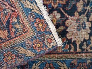 north west Iran, small antique kordi rug, short overall even pile, missing part of side and end borders, otherwise nice design and colours, 107x70cms, 3ft6in by 2ft3in      