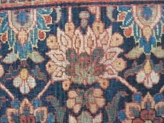 north west Iran, small antique kordi rug, short overall even pile, missing part of side and end borders, otherwise nice design and colours, 107x70cms, 3ft6in by 2ft3in      