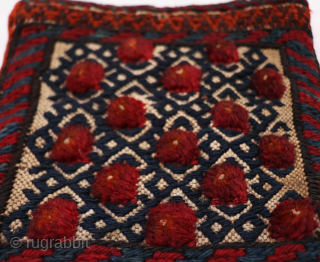 A cute little chanteh woven by a Bakhtiari weaver in both the front and the back of the bag. It combines kilim and knotted techniques. All natural dyes.
 You can buy this  ...