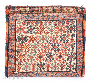 An antique Bakhtiari chanteh bag. Wool on a cotton foundation. All natural dyes. Some staining.
Material: 100% hand-spun sheep wool and cotton

Size: 38x44 cms

Origin: Bakhtiari tribes from Iran

Date of weaving: 1920s
You can buy  ...