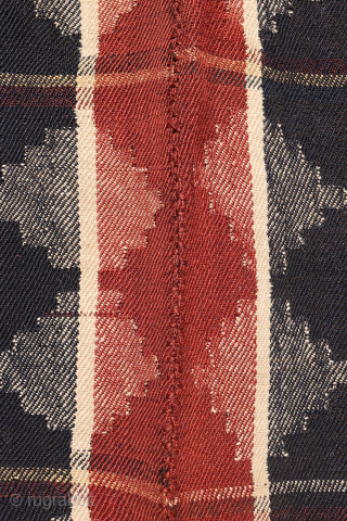 A very finelly woven antique Qashqai  jajim por moj, woven entirely with natural dyes. As can be seen the weaver had access only to a small loom and therefore she had  ...