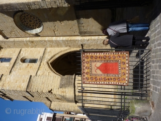 Manastir pelt like prayer rug probably from Macedonia, not from Turkey, 19th or early 20th century. All good colours, woven with the typical Macedonian wool which gives a textured look. Good condition,  ...