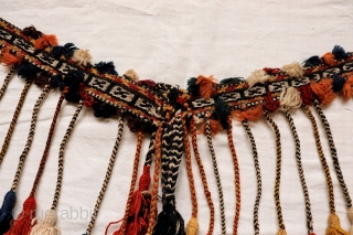 Horse band from Qashqai nomads from S.W. Iran in original condition. All natural dyes. Sourced during our travells in Iran. (AT974), 93x4cms (excluding tassels). Please email us for more information or buy  ...