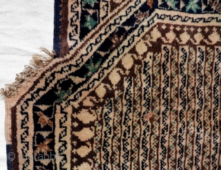 A Neyriz region saddle cover from South West Iran. Very well preserved, with four tiny repairs (see pictures), maybe caused by the friction with the saddle. Long pile, edges in original condition.  ...