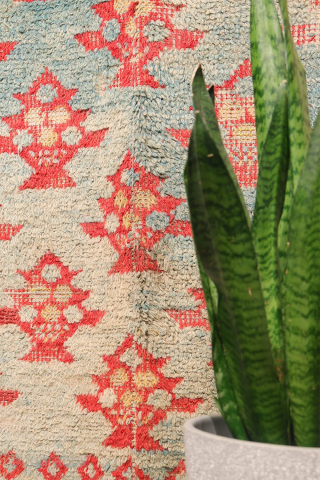 ¡Hola! A rare early 19th century, or even 18th century, antique Alpujarra rug from Granada, Spain, woven with the traditional looped technique on a linen base. It is very rare to find ...