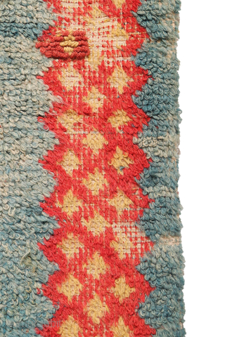 ¡Hola! A rare early 19th century, or even 18th century, antique Alpujarra rug from Granada, Spain, woven with the traditional looped technique on a linen base. It is very rare to find ...