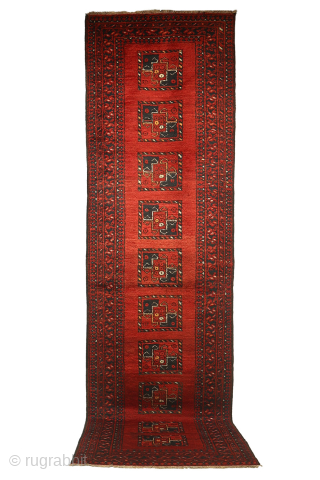 It is rare to find antique Ersari runners, particularly in such good conditon as this one. A long runner with very soft and shinny wool, with the typical yellow colour touches of  ...