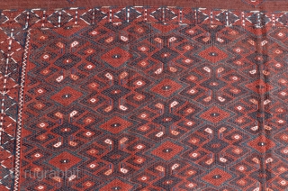 The Yomut kilims are traditionally handwoven by the Yomut or Yomud, one of the major tribes of Turkmenistan and to a lesser degree Northern Afghanistan. This kilim is from Turkmenistan, with a  ...
