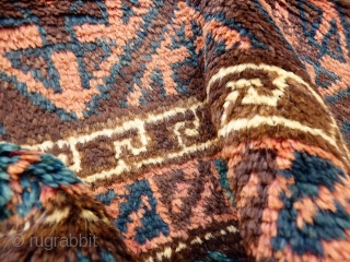 Belouch Balisht woven with soft and shinny wool, soft colour palette, including a very nice blue, and finished nicely with a kilim end. In good condition.
106x70 cms, 
AT1802087     