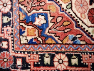 A very fine pushti or small rug from Malayer, Iran, with a high density knot count, soft shinny wool, all good colours,full pile, in one side the original kilim end, and in  ...