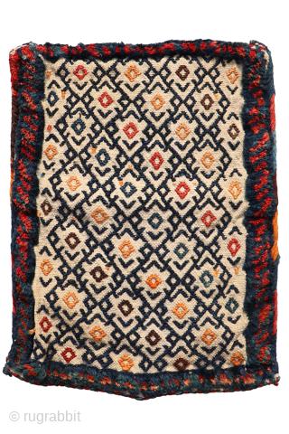 An antique little Qashqai bag that combines flatweave and knotted techniques.

https://www.nomada.biz/en/producto/antique-qashqai-chanteh-or-bag-from-iran-37x27-cms/                      