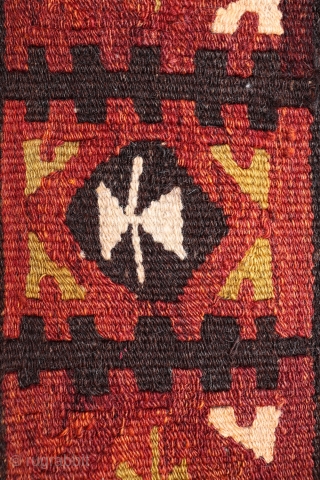 An antique Mugor Baluch runner from Ghazni Province in Afghanistan employing mainly undyed goat´s wool (the black and white areas) and sheep´s dyed wool. All the dyes are natural. It is a  ...