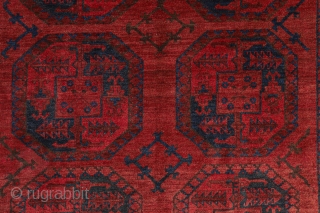 This rug from the Daulatabad region was woven by Ersari weavers from Afghanistan. It is woven with a high knot density and is quite square in size, unusual for vintage rugs.In perfect  ...