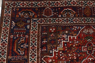 A very similar rug can be found in Cyrus Parham "Masterpieces of Fars rugs", plate 72. The limited, village-type carpet industry of Estahban District is primarily centered in the village of Eaj.

This  ...