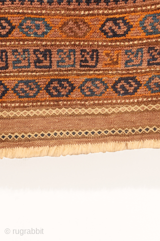 A superb Afghan Baluch rug from Afghanistan. The wool is soft and shinny, of the best available quality. The central field is with a trellis motif and the rug is with multiple  ...