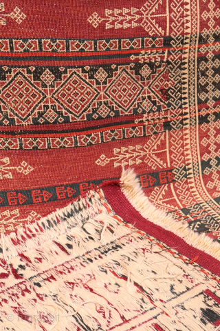 An exceptional and possibly one of the finest antique Serkhat Baluch Shaffi kilims we have encountered. The wool has been spun to an extraordinary degree of fineness, allowing for an exceptionally intricate ...