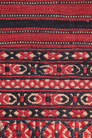 At over 10 metres (33.46 feet) this is the longest antique kilim runner we have seen!
In three decades of dealing in antique kilims, this very long antique Turkman kilim runner stands out ...
