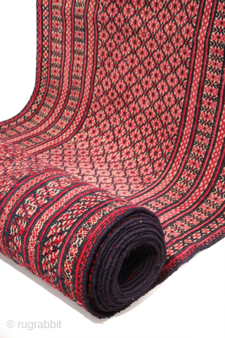 At over 10 metres (33.46 feet) this is the longest antique kilim runner we have seen!
In three decades of dealing in antique kilims, this very long antique Turkman kilim runner stands out ...