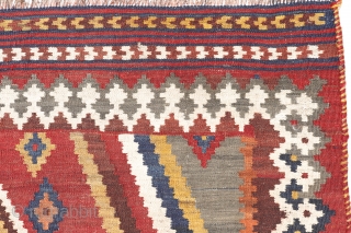 A Qashqai kilim with a very free design. All good dyes. Sheep´s wool with goat warps. Bought during our last trip to Iran. 243x154cms, (K1910350). You can purchase this kilim directly from  ...