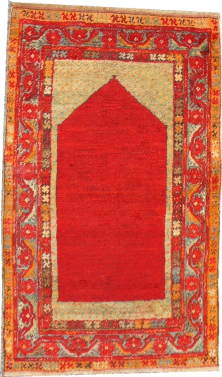 Anatolian Prayer Rug with the softest wool and the plainest field.                      