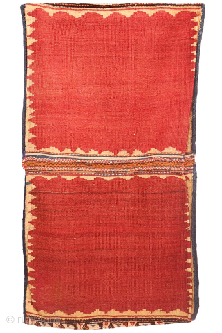 This saddle bag, also known as a Khorjin, is a fine example of traditional weaving, crafted from top-quality, finely spun wool. The meticulous spinning of the wool has allowed for a notably  ...