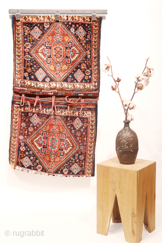 This saddle bag, also known as a Khorjin, is a fine example of traditional weaving, crafted from top-quality, finely spun wool. The meticulous spinning of the wool has allowed for a notably  ...