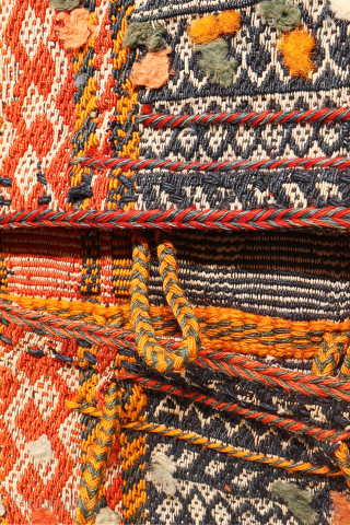 Exquisitely Fine Antique Qashqai Khorjin (Saddlebag)
If you’re searching for a truly finely woven saddlebag, your search ends here!

This antique khorjin, or saddlebag, is crafted with exceptionally fine wool and cotton. The front  ...