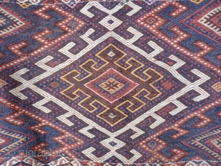 One of a pair of n.w. Iran, Azeri Mafrash, 53cm high x 43cm wide x 93cm long, earthy colours, extra warp wrapping motifs, good original condition including intricate edge binding. Ideal for  ...