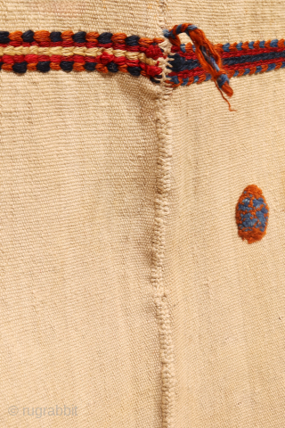 antique Qashqai jol, or horse blanket. Woven with an undyed wool background in a natural ivory hue, its simplicity highlights the artistry within.

Embracing the organic beauty of imperfection, the weaver introduced knotted  ...