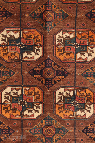An antique Baluch rug featuring an exceptional emerald green colour.
This finely woven Baluch rug has a remarkably high knot density, allowing for an intricate and detailed design. The field is decorated with ...