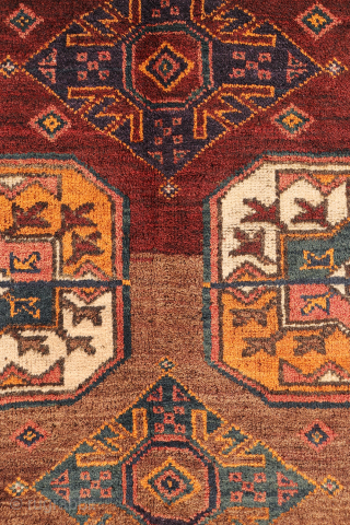 An antique Baluch rug featuring an exceptional emerald green colour.
This finely woven Baluch rug has a remarkably high knot density, allowing for an intricate and detailed design. The field is decorated with ...