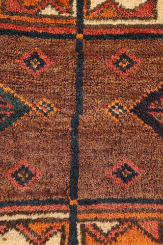 An antique Baluch rug featuring an exceptional emerald green colour.
This finely woven Baluch rug has a remarkably high knot density, allowing for an intricate and detailed design. The field is decorated with ...