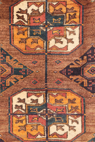 An antique Baluch rug featuring an exceptional emerald green colour.
This finely woven Baluch rug has a remarkably high knot density, allowing for an intricate and detailed design. The field is decorated with ...
