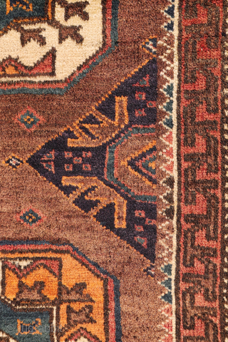 An antique Baluch rug featuring an exceptional emerald green colour.
This finely woven Baluch rug has a remarkably high knot density, allowing for an intricate and detailed design. The field is decorated with ...