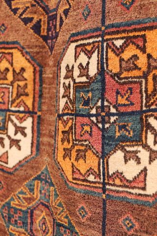 An antique Baluch rug featuring an exceptional emerald green colour.
This finely woven Baluch rug has a remarkably high knot density, allowing for an intricate and detailed design. The field is decorated with ...