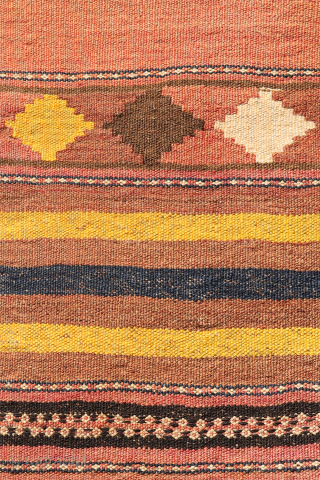A superb antique Uzbek Labijar kilim with abundant yellow coloration. This kilim shares many of the characteristics of typical Labijar kilims. However, what appears to be a “standard” kilim with Labijar lozenges ...