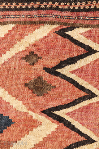 A superb antique Uzbek Labijar kilim with abundant yellow coloration. This kilim shares many of the characteristics of typical Labijar kilims. However, what appears to be a “standard” kilim with Labijar lozenges ...