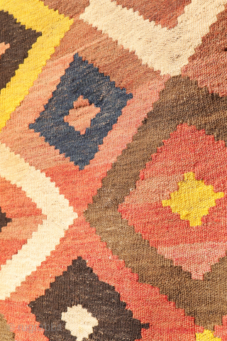 A superb antique Uzbek Labijar kilim with abundant yellow coloration. This kilim shares many of the characteristics of typical Labijar kilims. However, what appears to be a “standard” kilim with Labijar lozenges ...