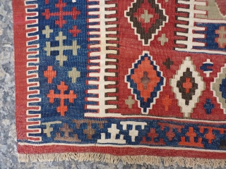 Anatolian kilim from the Obruk area, 19th century in tip-top condition, fine weave in all natural colours and closely following the traditional patterns from this area, normally these Anatolian kilims have endured  ...