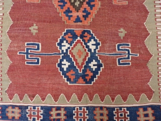 Anatolian kilim from the Obruk area, 19th century in tip-top condition, fine weave in all natural colours and closely following the traditional patterns from this area, normally these Anatolian kilims have endured  ...