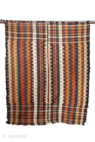 

This antique moj or jajim kilim is woven with natural dyes. The wool is finely spun. Woven in two pieces and joined in the center. You can buy this jajim directly from  ...
