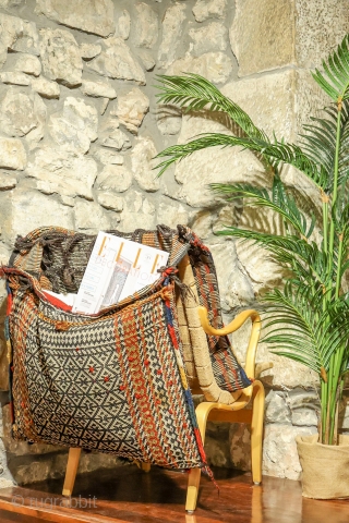 Qashqai saddlebag, very finelly woven in the warp float weave technique. All natural dyes. You can buy this saddlebag directly from our web or get in touch:
https://nomada.biz/en/producto/qashqai-saddlebag-from-iran-129x73-cms/      